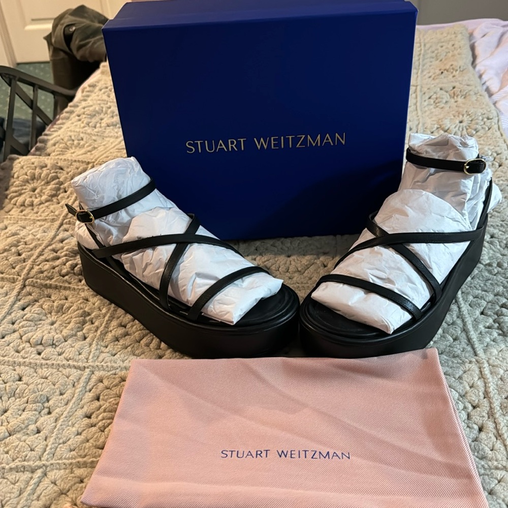 Stuart Weitzman Black Sandals Elegant Design